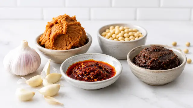 Doubanjiang substitute ingredients on a clean kitchen surface