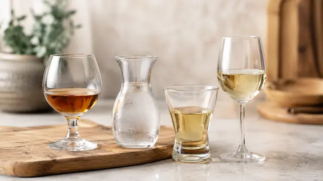Shaoxing wine substitute ingredients in small glasses